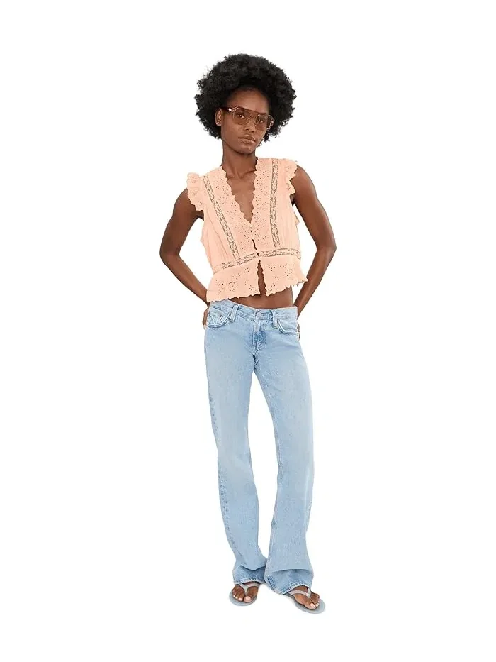 Топ с вышивкой Day Dreamer Free People, Peachie Pie — изображение 2 из 5, персиковый