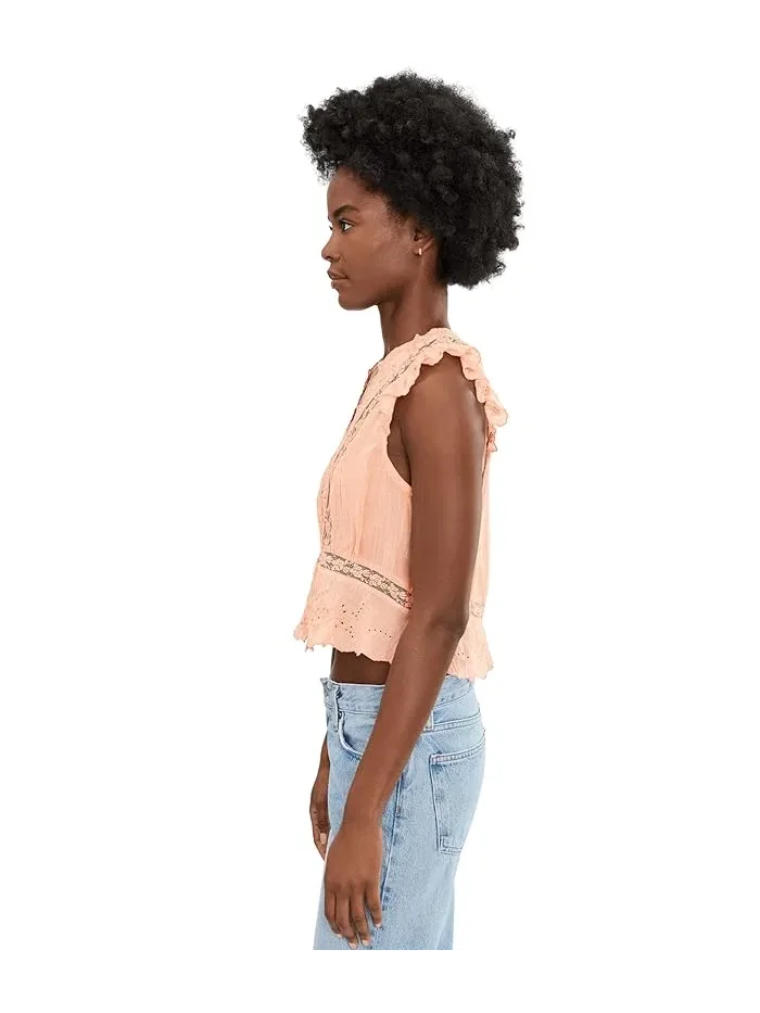 Топ с вышивкой Day Dreamer Free People, Peachie Pie — изображение 3 из 5, персиковый