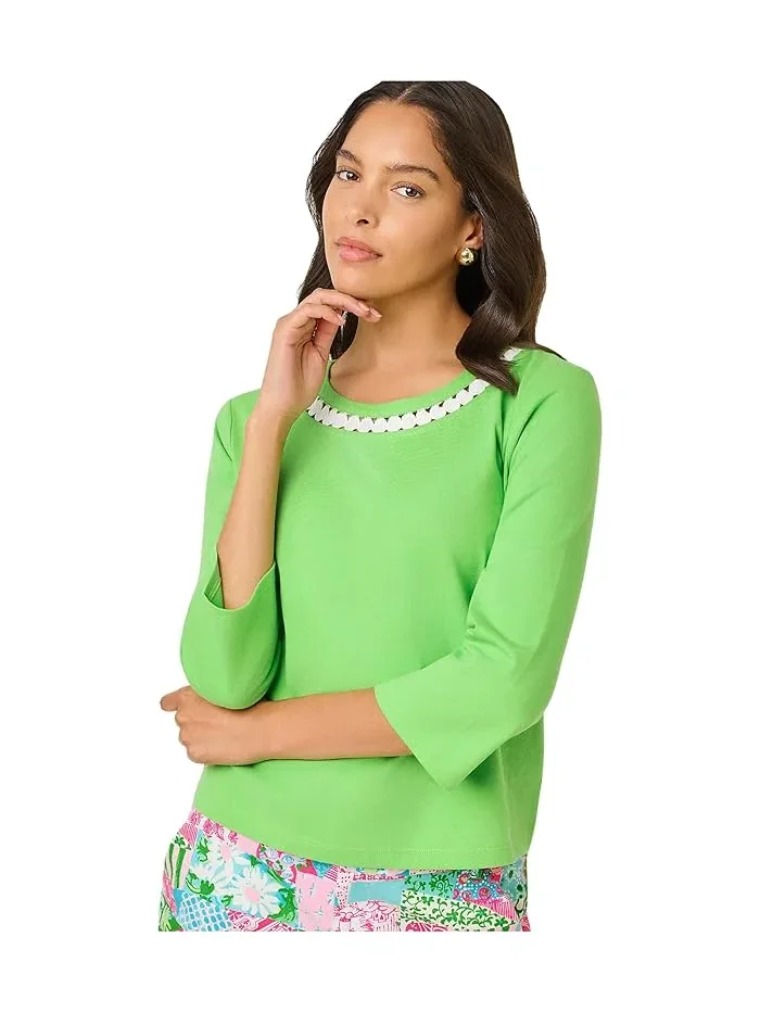 Топ с кружевным воротником Clairmont 3/4 Sleeved Tri Lilly Pulitzer