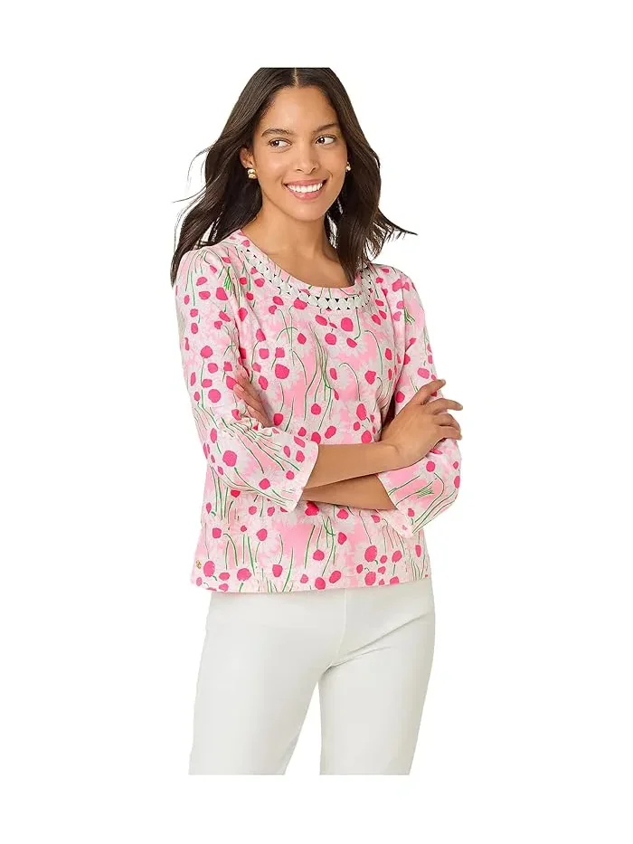 Топ с кружевным вырезом Clairmont 3/4 Sleeved Tri Lilly Pulitzer
