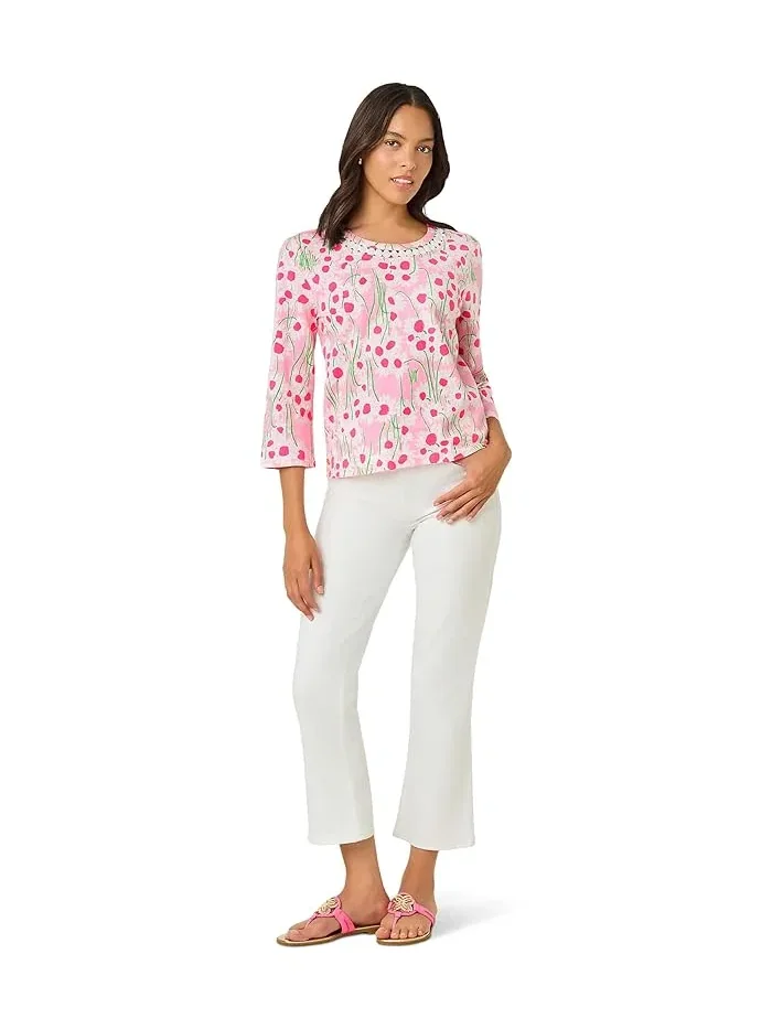 Топ с кружевным вырезом Clairmont 3/4 Sleeved Tri Lilly Pulitzer — изображение 2 из 4, розовый