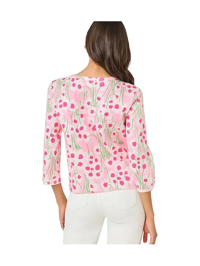 Топ с кружевным вырезом Clairmont 3/4 Sleeved Tri Lilly Pulitzer — изображение 3 из 4, розовый