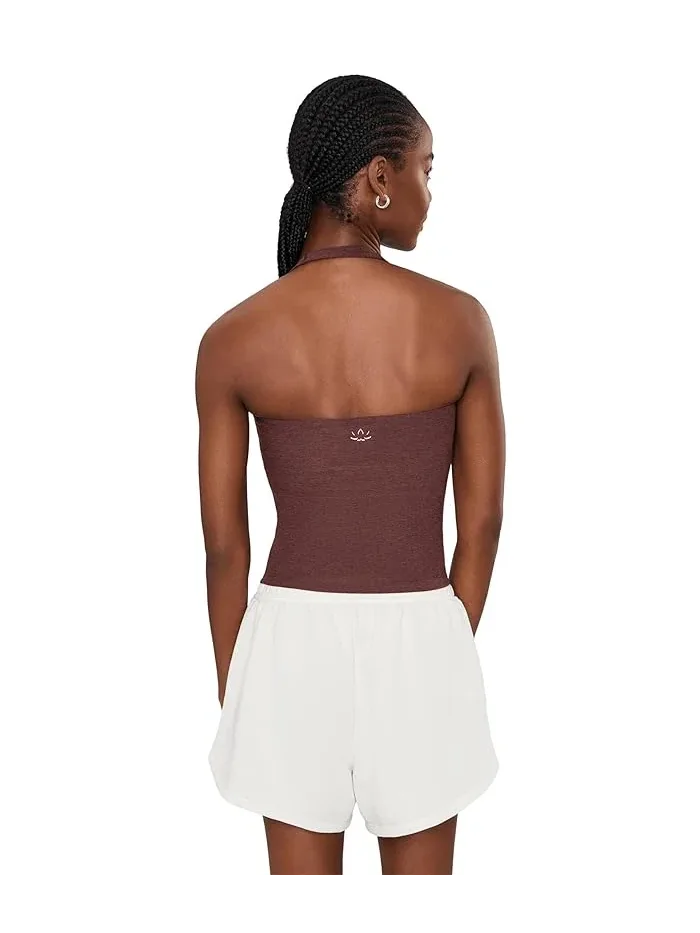 Топ Beyond Yoga Spacedye Midway Square Halter, Iced Mocha Heather — изображение 4 из 5, серый