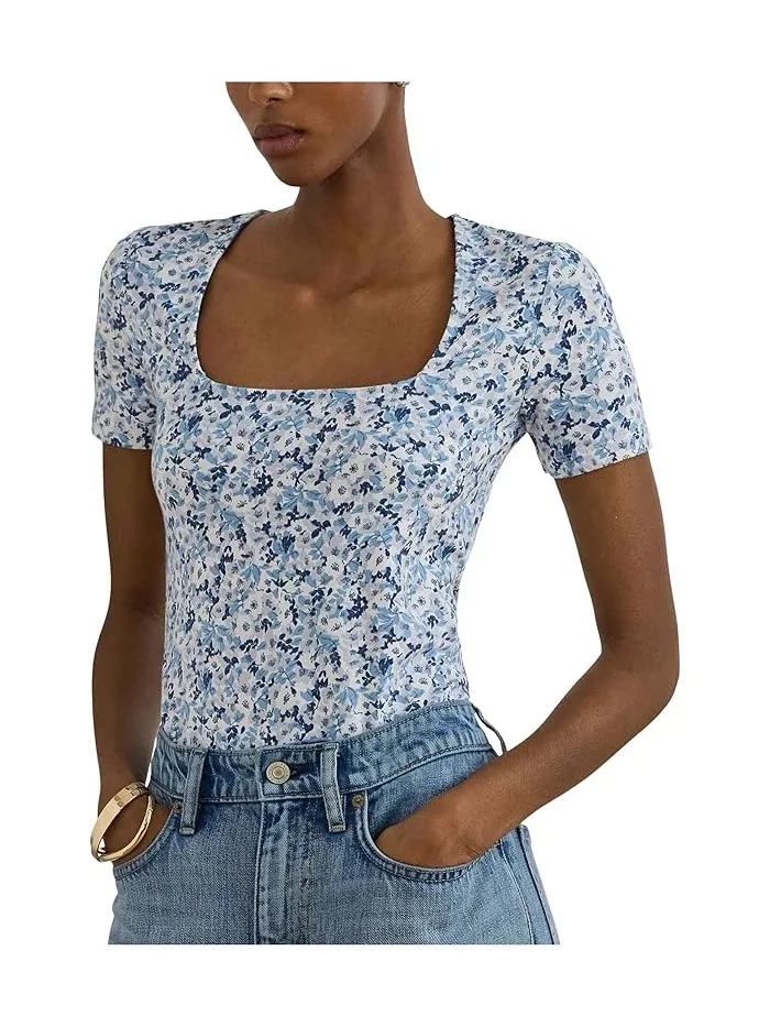 Топ Floral Cotton Jersey Square-Neck Lauren Ralph Lauren