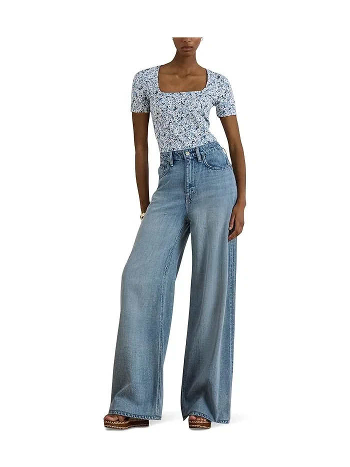 Топ Floral Cotton Jersey Square-Neck Lauren Ralph Lauren — изображение 2 из 5, белый/синий