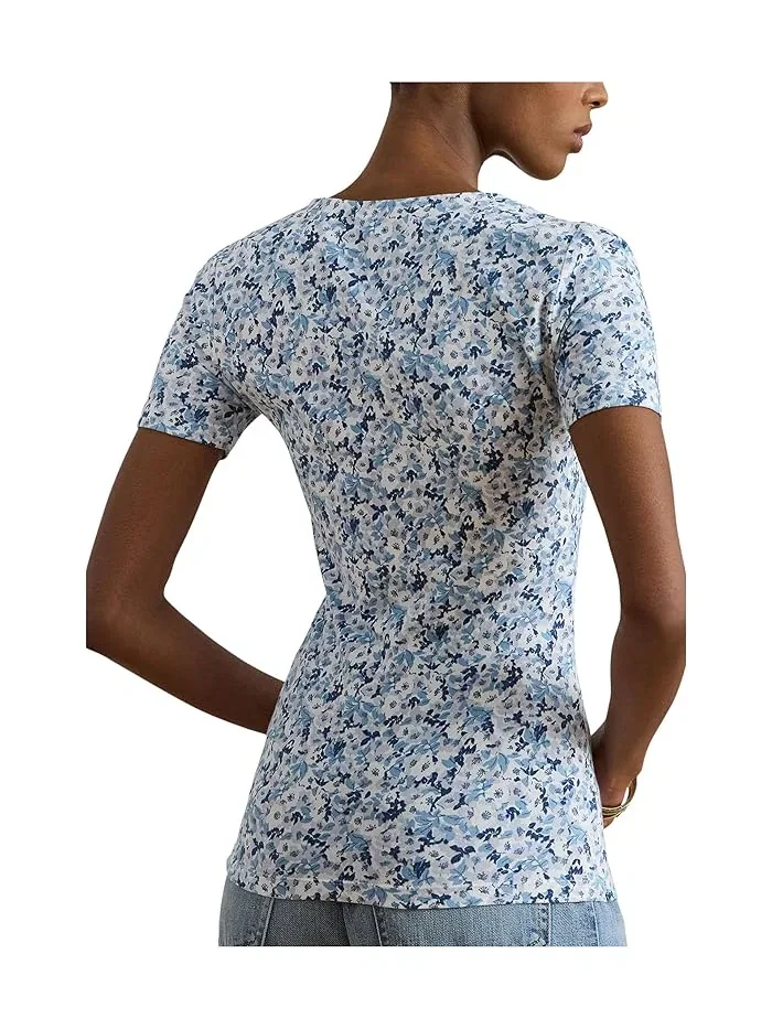 Топ Floral Cotton Jersey Square-Neck Lauren Ralph Lauren — изображение 3 из 5, белый/синий