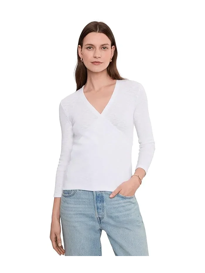 Топ Lilla P Ribbed Slub 3/4 Sleeve Surplice