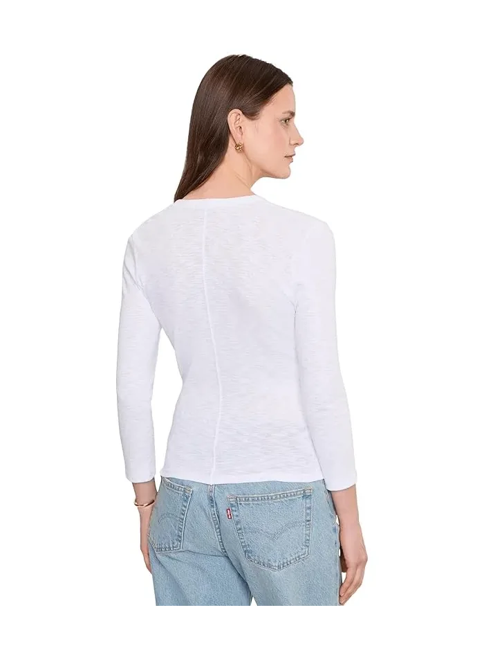 Топ Lilla P Ribbed Slub 3/4 Sleeve Surplice — изображение 4 из 5, белый