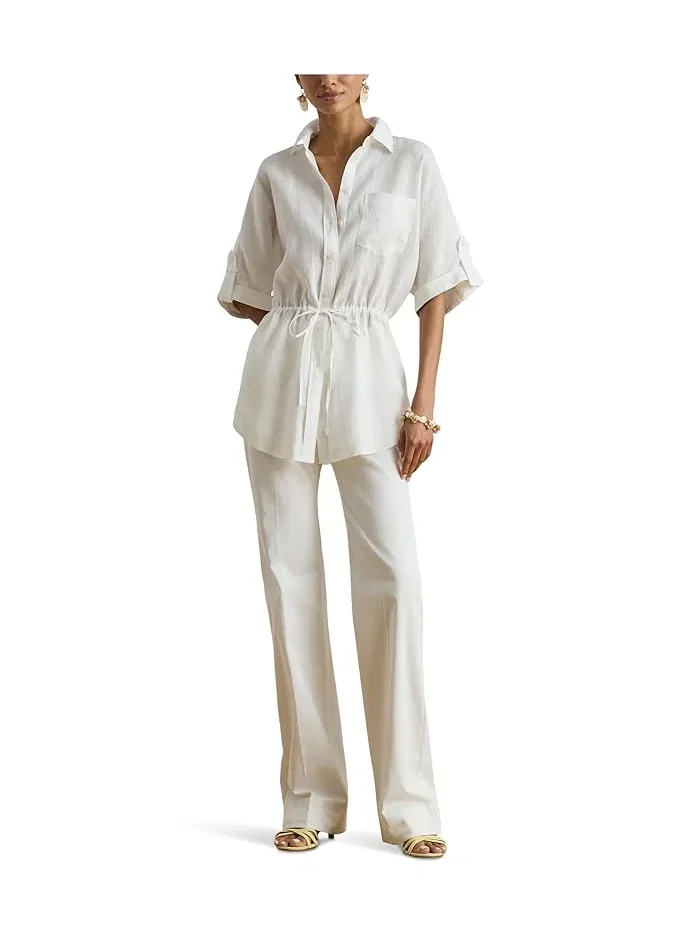 Туника Linen Roll-Tab Sleeve Lauren Ralph Lauren — изображение 2 из 5, белый