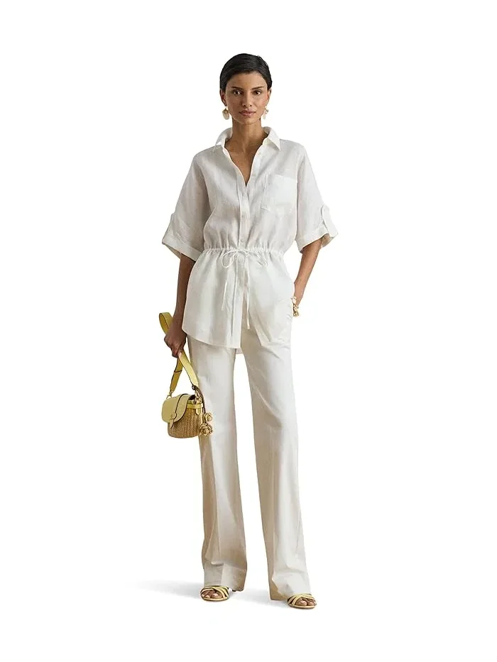 Туника Linen Roll-Tab Sleeve Lauren Ralph Lauren — изображение 4 из 5, белый