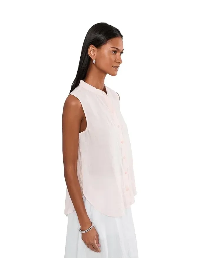 Туника Organic Handkerchief Linen Mandarin Collar Shirt Eileen Fisher — изображение 3 из 5, розовый