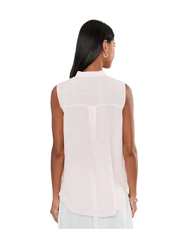 Туника Organic Handkerchief Linen Mandarin Collar Shirt Eileen Fisher — изображение 4 из 5, розовый