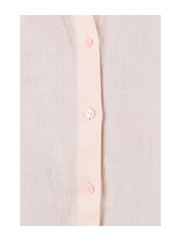Туника Organic Handkerchief Linen Mandarin Collar Shirt Eileen Fisher — изображение 5 из 5, розовый