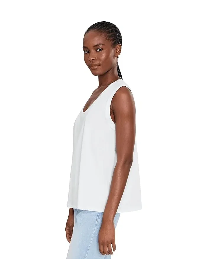 Топ Organic Pima Cotton Jersey Scoop Neck Tank Top Eileen Fisher — изображение 3 из 5, белый