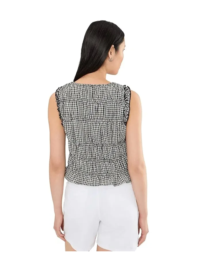 Топ с рюшами по пройме модель Shirred Vince Camuto — изображение 4 из 5, закат коралля