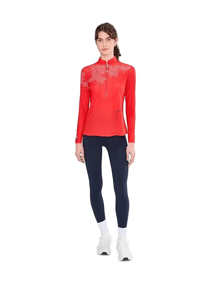 Топ Sunsense Mesh Mock Neck 1/4 Zip Long Sleeve Jamie Sadock — изображение 2 из 5, красный