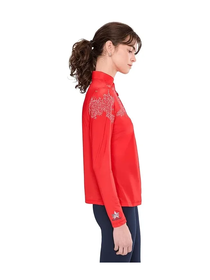 Топ Sunsense Mesh Mock Neck 1/4 Zip Long Sleeve Jamie Sadock — изображение 3 из 5, красный
