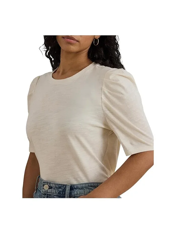 Топ с пышными рукавами Slub Jersey Plus Size Lauren Ralph Lauren — изображение 4 из 4, кремовый