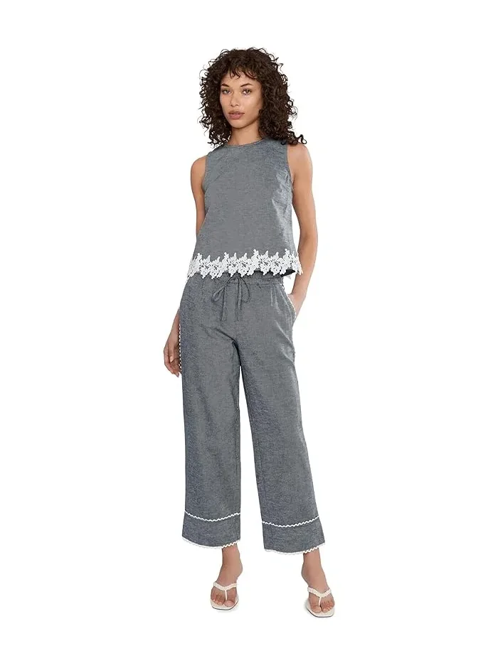 Топ Boxy Sleeveless Applique CeCe — изображение 2 из 5, синий