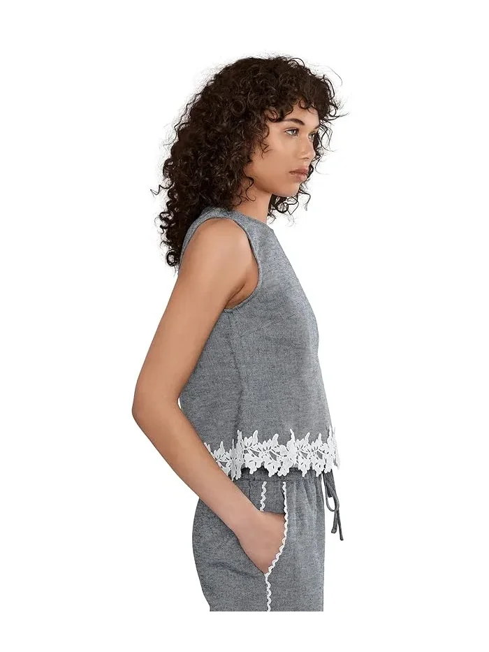 Топ Boxy Sleeveless Applique CeCe — изображение 3 из 5, синий