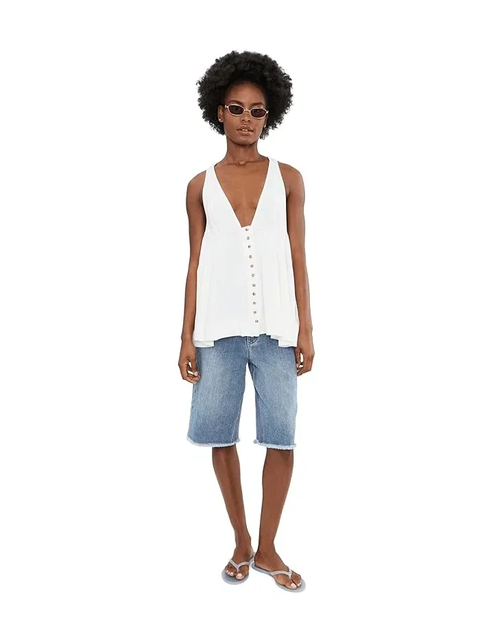 Туника с V-вырезом Valerie Free People — изображение 2 из 5, слоновая кость