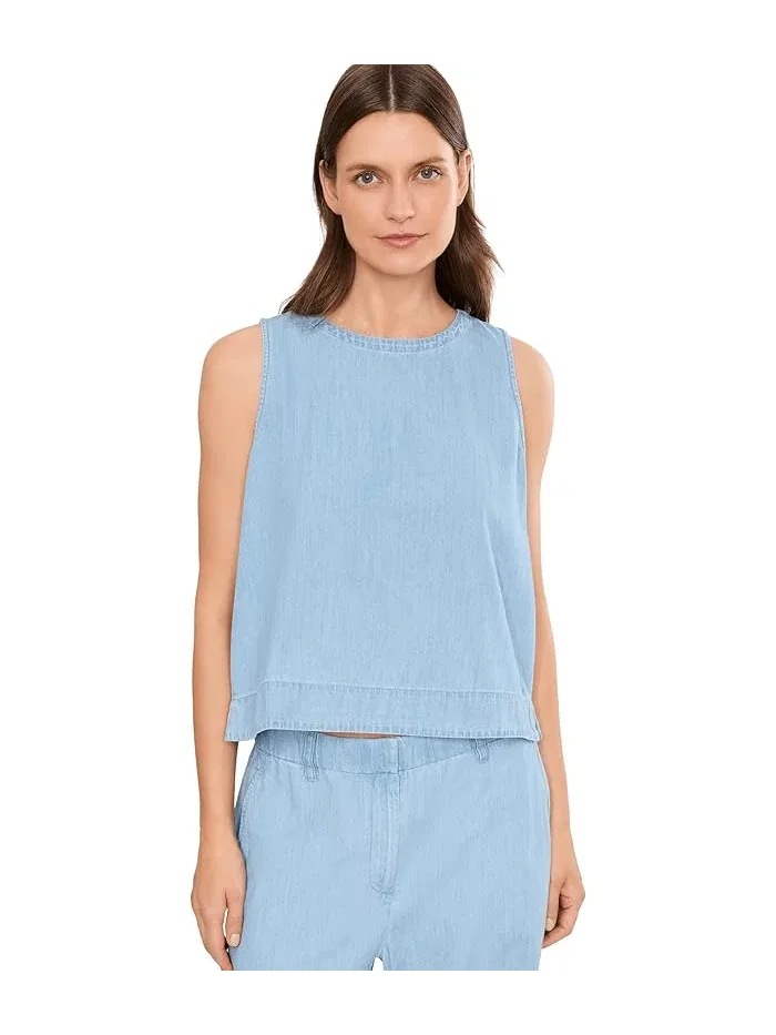 Топ из легкого органического денима Lightweight Organic Cotton Denim Round Neck Shell Eileen Fisher