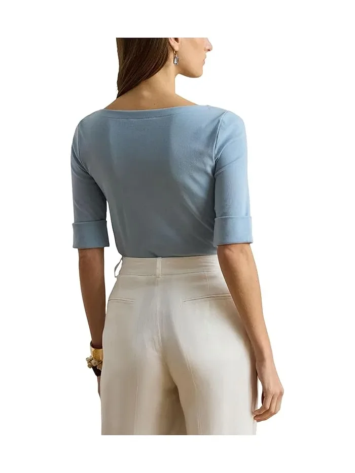 Топ Stretch Cotton Boatneck Lauren Ralph Lauren — изображение 3 из 5, синий