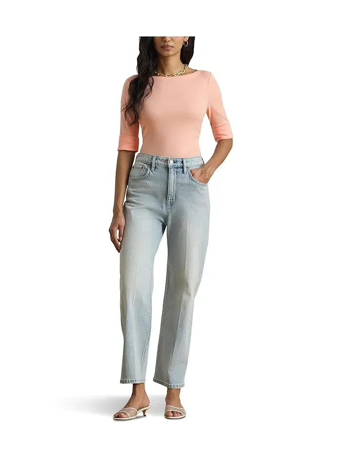 Топ Stretch Cotton Boatneck Lauren Ralph Lauren — изображение 2 из 5, коралловый