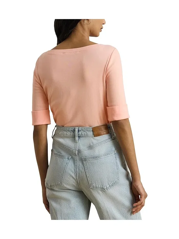 Топ Stretch Cotton Boatneck Lauren Ralph Lauren — изображение 3 из 5, коралловый