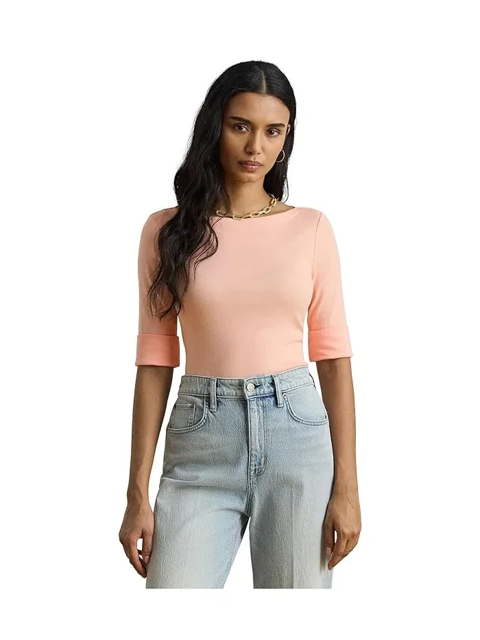 Топ Stretch Cotton Boatneck Lauren Ralph Lauren — изображение 4 из 5, коралловый