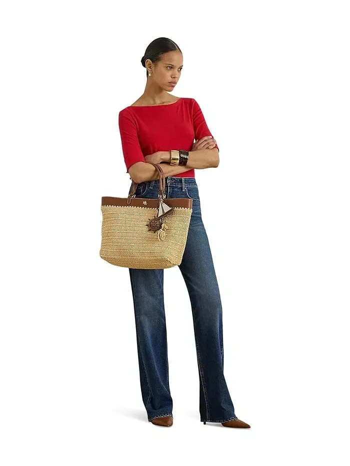 Топ с лодочкой Stretch Cotton Boatneck Lauren Ralph Lauren — изображение 2 из 4, красный