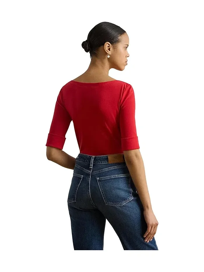 Топ с лодочкой Stretch Cotton Boatneck Lauren Ralph Lauren — изображение 3 из 4, красный