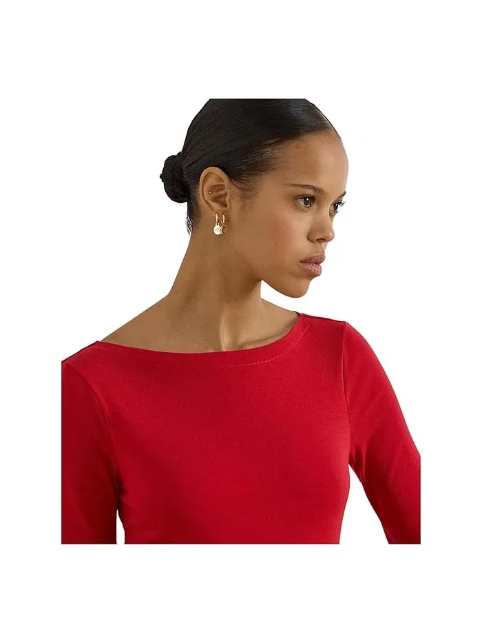 Топ с лодочкой Stretch Cotton Boatneck Lauren Ralph Lauren — изображение 4 из 4, красный