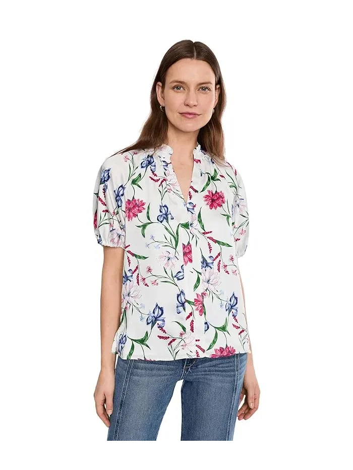 Топ с рюшами реглан Ruffle Neck Raglan Seam Split Neck Top CeCe