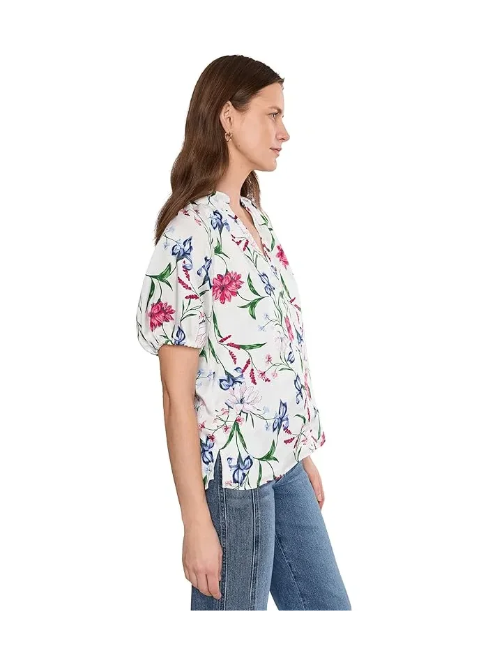 Топ с рюшами реглан Ruffle Neck Raglan Seam Split Neck Top CeCe — изображение 3 из 5, розовый