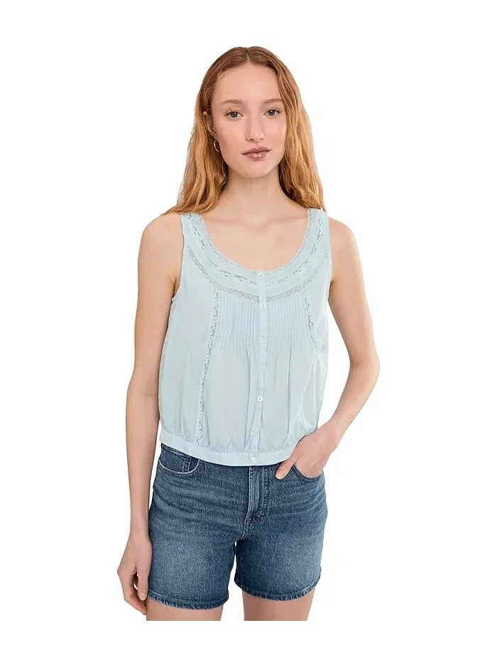 Топ с кружевными вставками и защипами Madewell