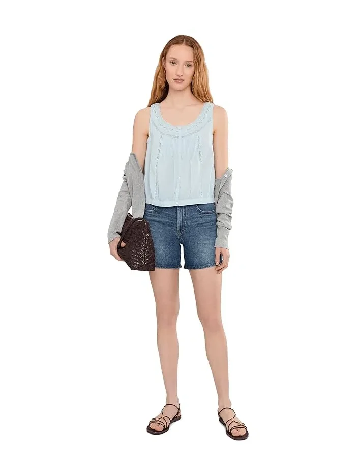 Топ с кружевными вставками и защипами Madewell — изображение 2 из 5, голубой