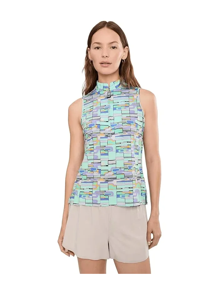 Топ без рукавов с геометрическим принтом Geometric Blur Print Sleeveless Top Jamie Sadock