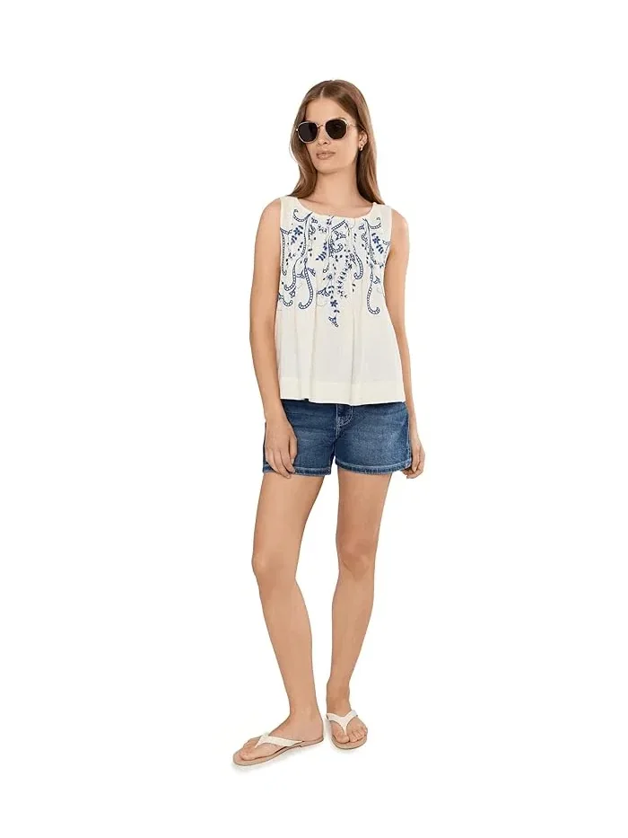 Топ sleeveless boat neck woven Liverpool Los Angeles — изображение 2 из 5, бежевый
