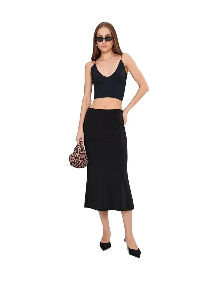 Топ с глубоким V-вырезом Round Two Skinny Strap Free People — изображение 2 из 5, черный