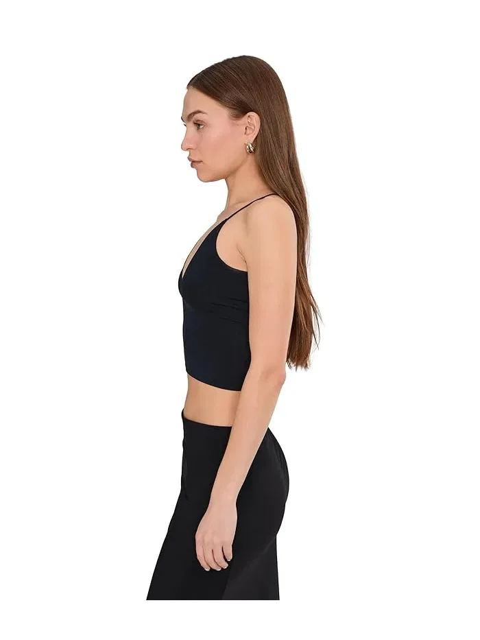 Топ с глубоким V-вырезом Round Two Skinny Strap Free People — изображение 3 из 5, черный
