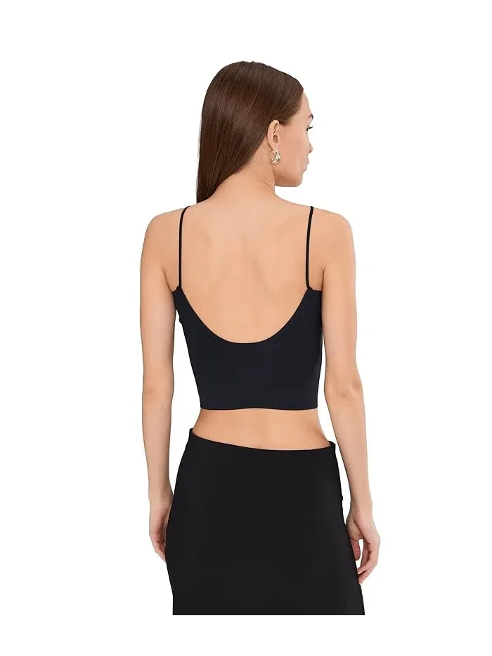 Топ с глубоким V-вырезом Round Two Skinny Strap Free People — изображение 4 из 5, черный