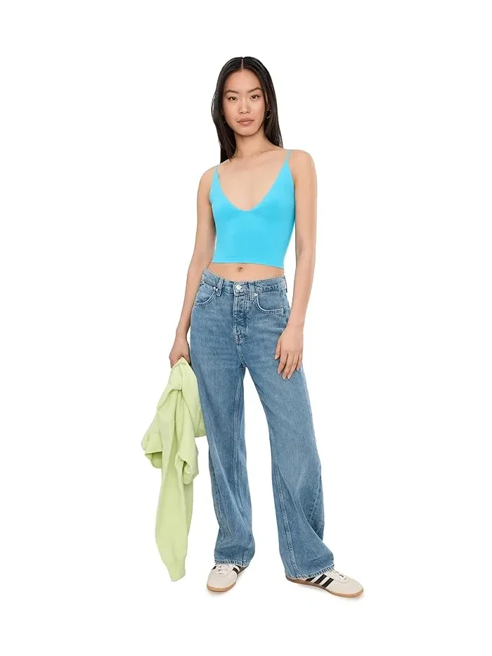 Топ с глубоким V-вырезом Round Two Skinny Strap Free People — изображение 2 из 5, синий