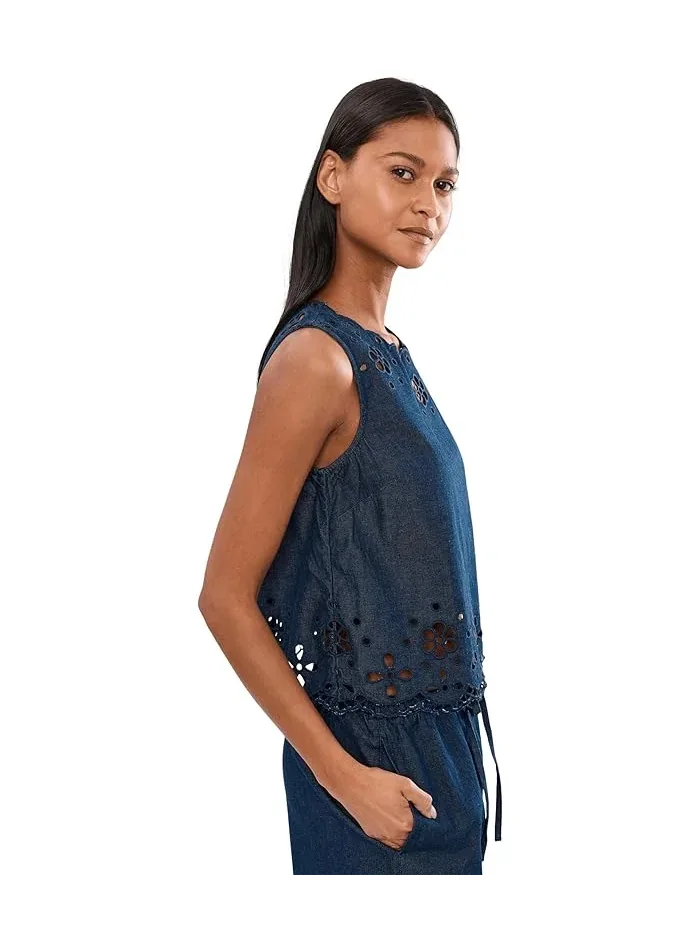 Топ с вышивкой Denim Embroidered Shell Madewell — изображение 3 из 5, бежевый