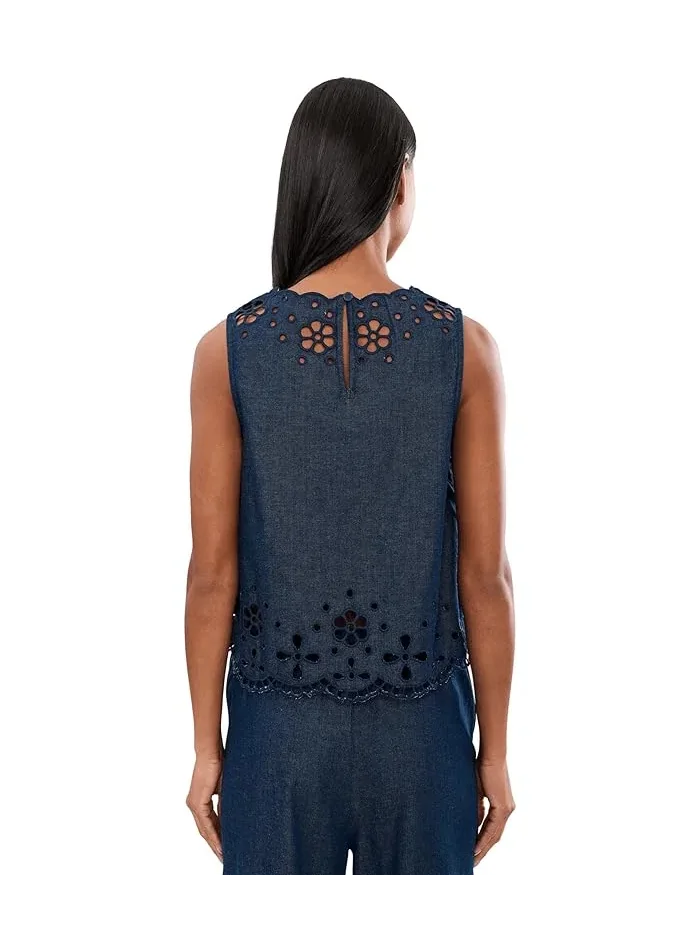 Топ с вышивкой Denim Embroidered Shell Madewell — изображение 4 из 5, бежевый