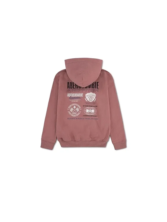 Худи на молнии свободный крой Pullover Hoodie abercrombie kids — изображение 2 из 3, лавандовый