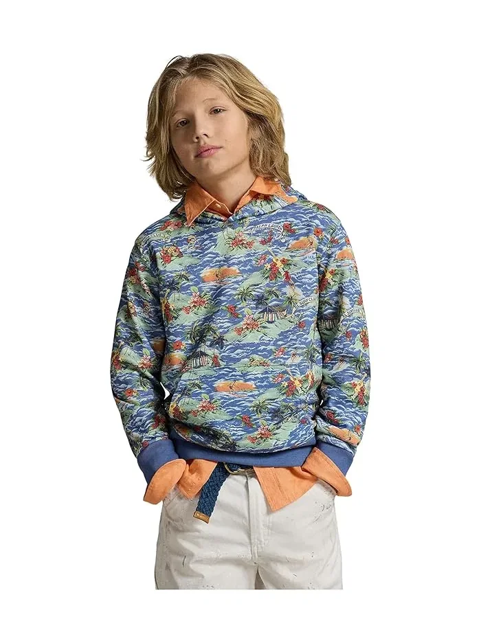 Худи с тропическим принтом French Terry Polo Ralph Lauren Kids — изображение 4 из 5, красный мульти