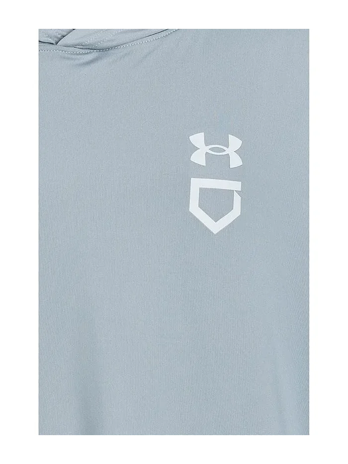 Худи Utility Lightweight Short Sleeve Hoodie Under Armour Kids — изображение 3 из 3, серый/белый
