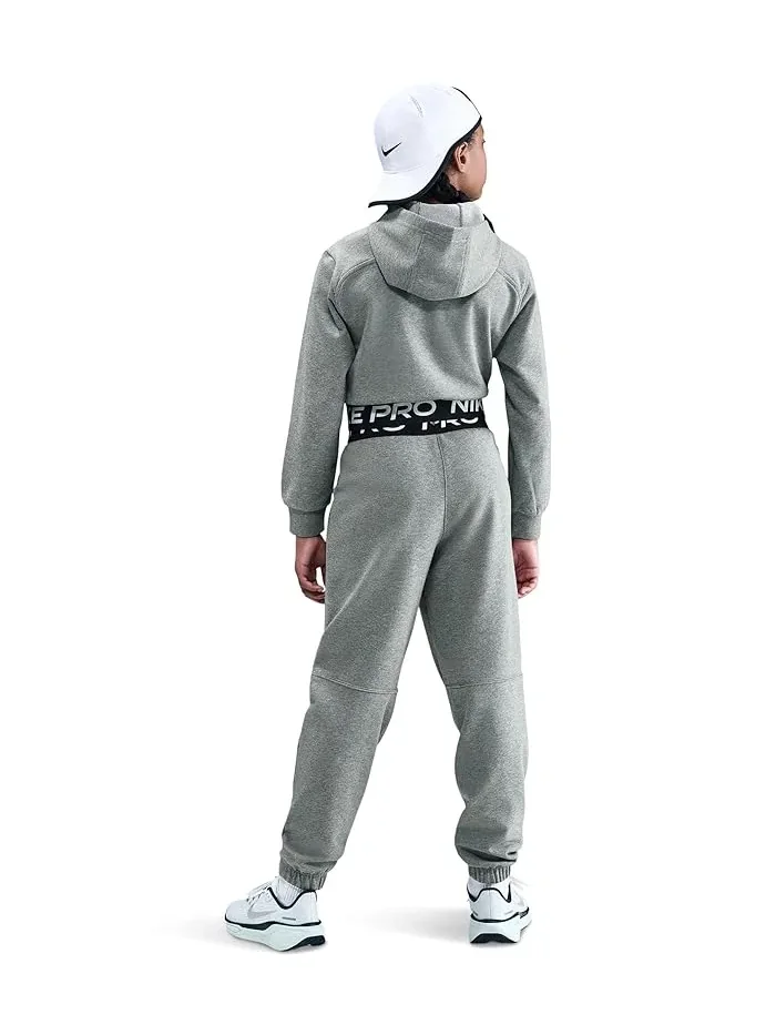Худи Nike Kids Pro Fleece Dri-FIT Full-Zip — изображение 2 из 4, темный серый/белый