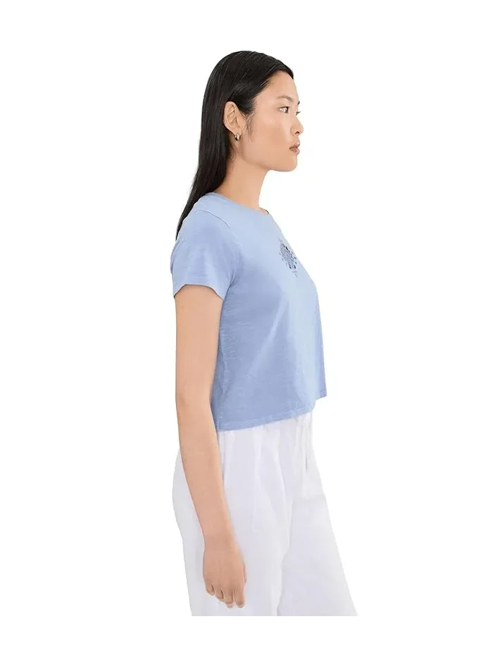 Футболка с вышивкой Seashell Emb Short Sleeve Tee Splendid — изображение 3 из 5, лазурный